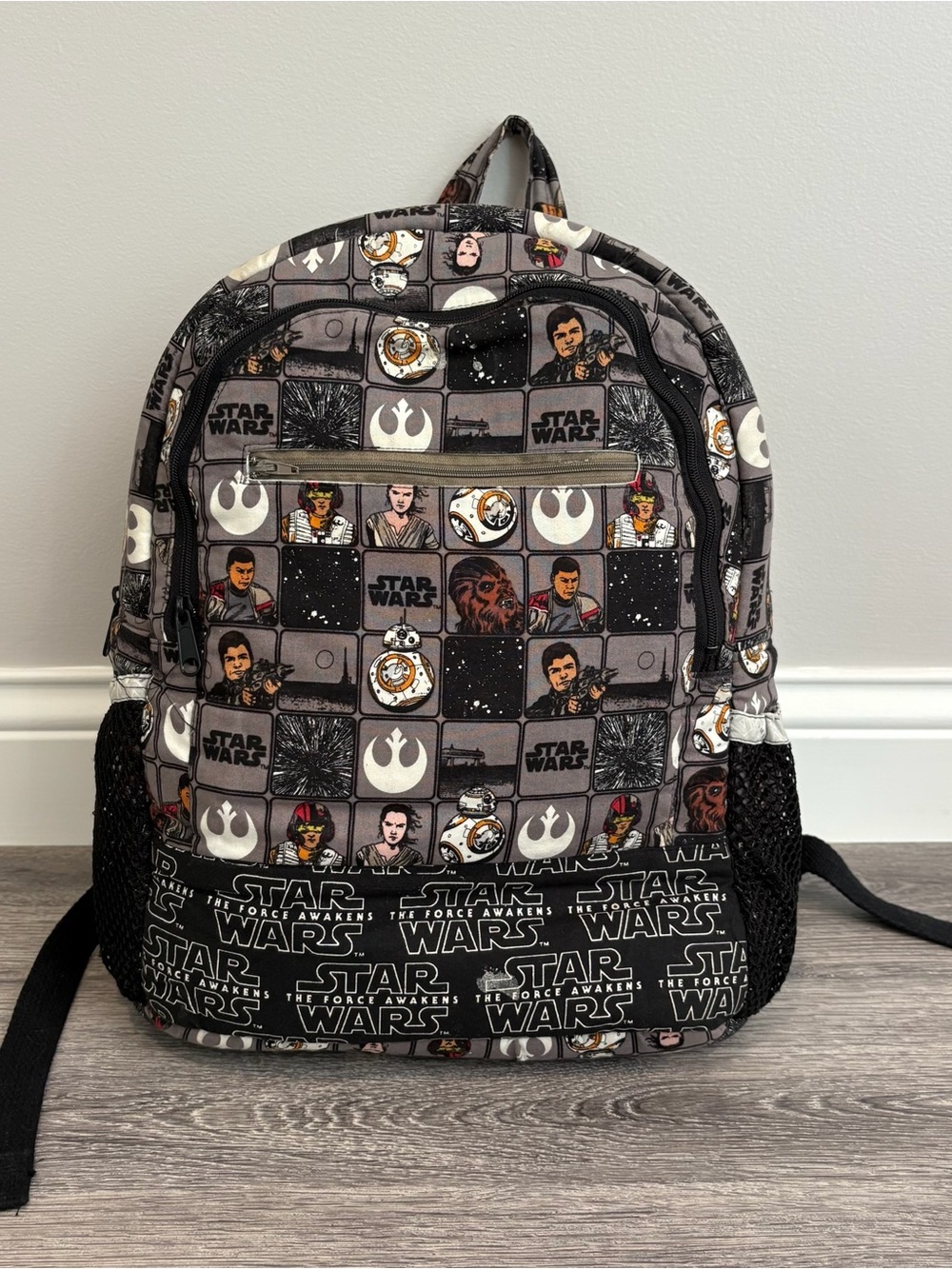 Star Wars The Force Awakens Comic Panel Backpack Rey Finn BB-8 Chewbacca